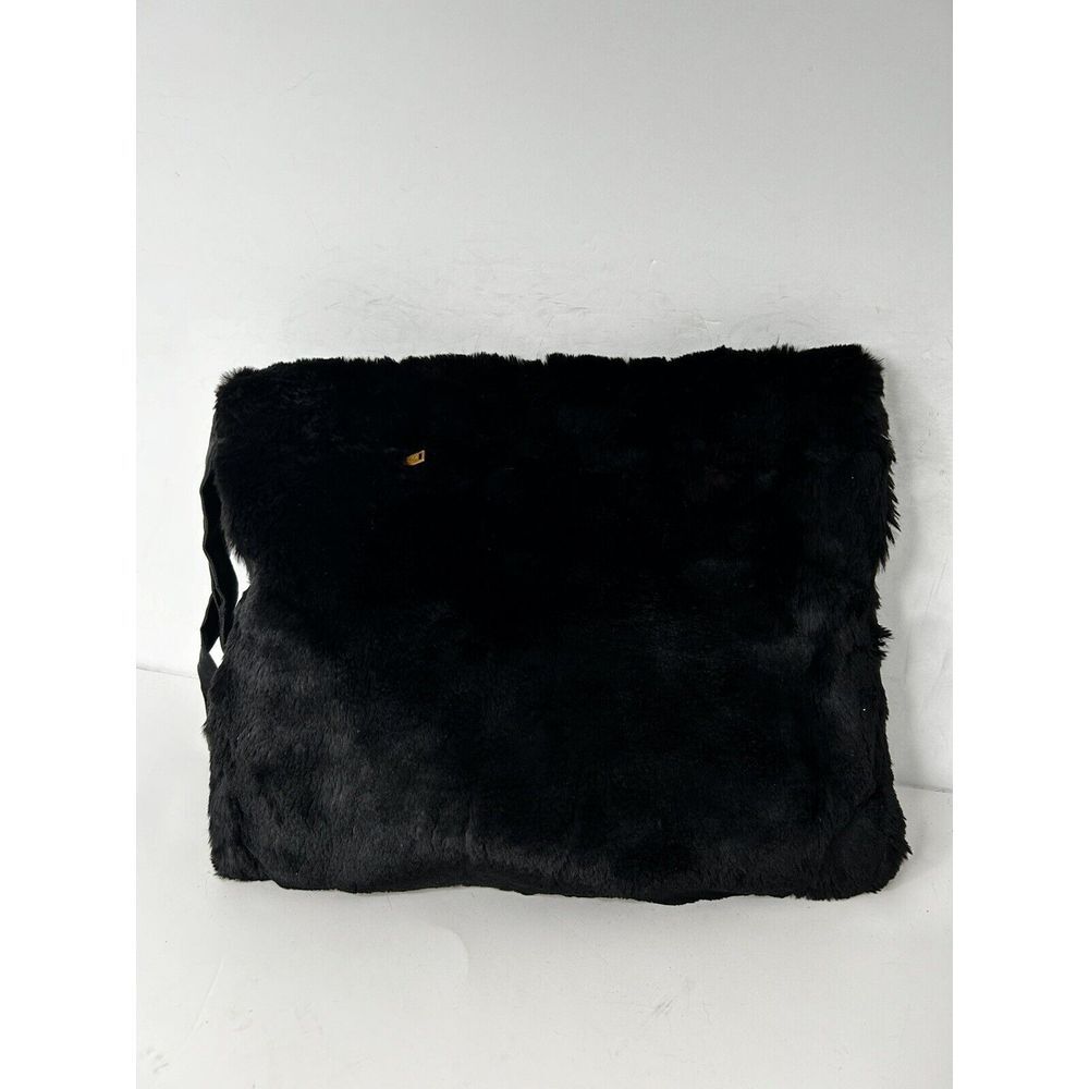 Vintage Black Fur‎ and Ruched Silk Wrist Strap MUFF HANDBAG Talon Zipper EUC